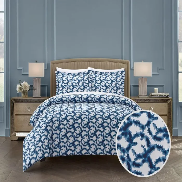 Chic Home Chrisley Duvet Cover Set Contemporary Watercolor Overlapping Rings Pattern Print Design Bedding – Pillow Sham Included – 2 Piece – Twin 68×90″, Navy