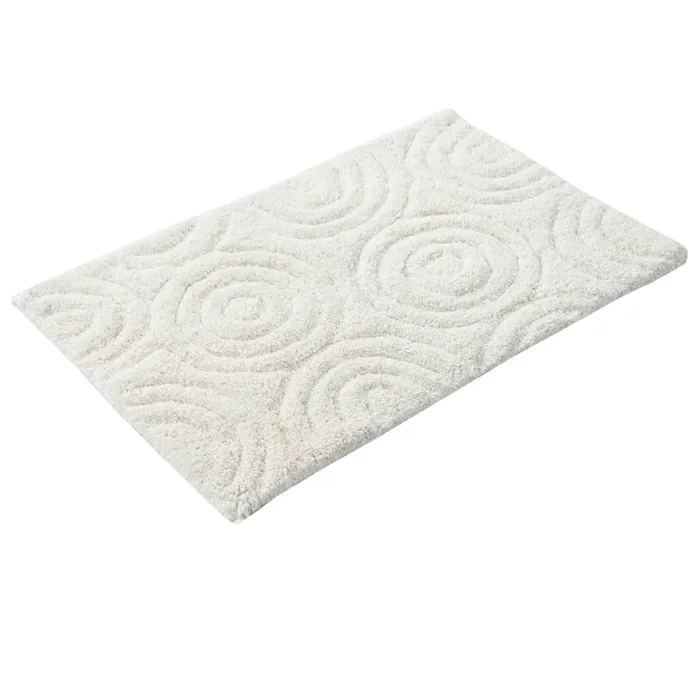 Circle Design Round Cotton with Non-Skid Back Bath Rug 24″x40″ Ivory by Knightsbridge