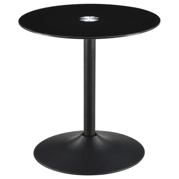 Coaster Furniture Ganso 709687 Round Metal End Table With Tempered Glass Top – Black