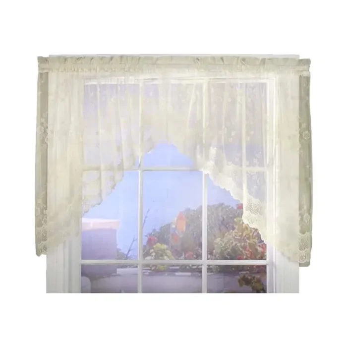 Commonwealth Habitat Mona Lisa Jacquard Scalloped Lace Swag Pair – 72×32″