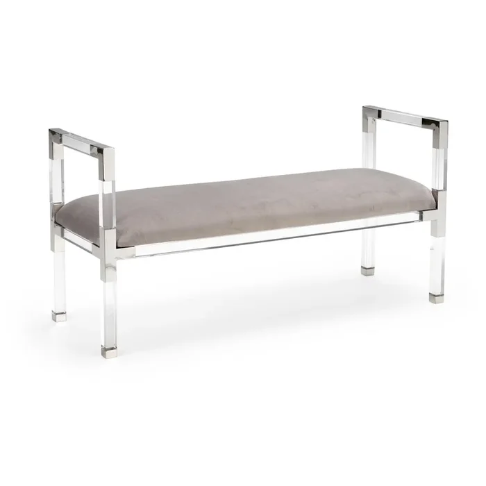 “Crystal Luxe” Acrylic & Polished Nickel Bench