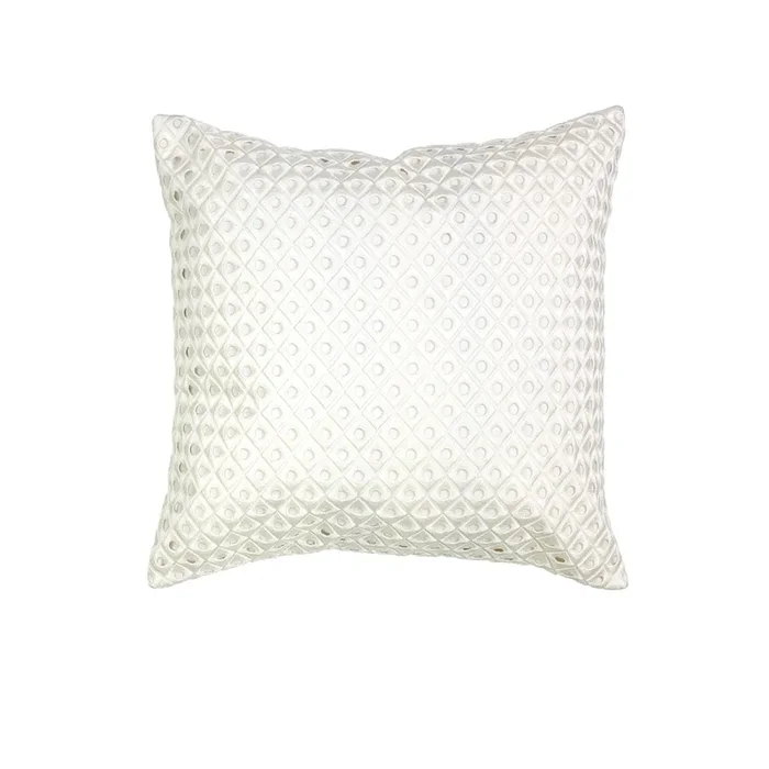 Cutwork Embroidered Pillow with Insert, Ivory, 16″