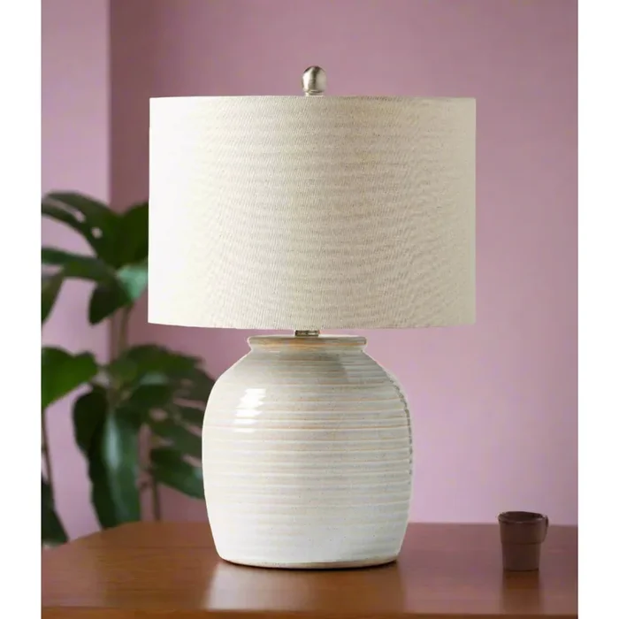 Elegant 21-Inch Single Light Table Lamp with White Ceramic Base