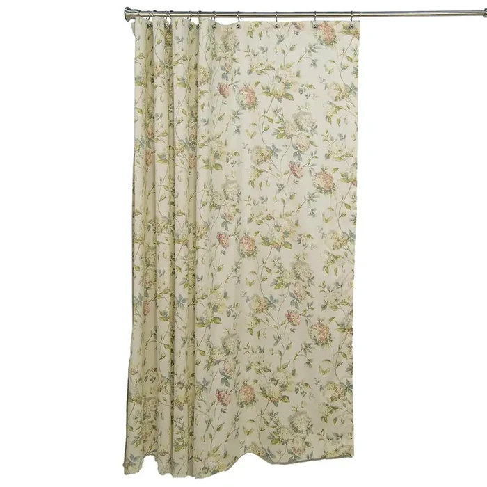 Ellis Curtain Abigail Classic Floral Design Button Holes Shower Curtain 72″ x 72″ Multicolor