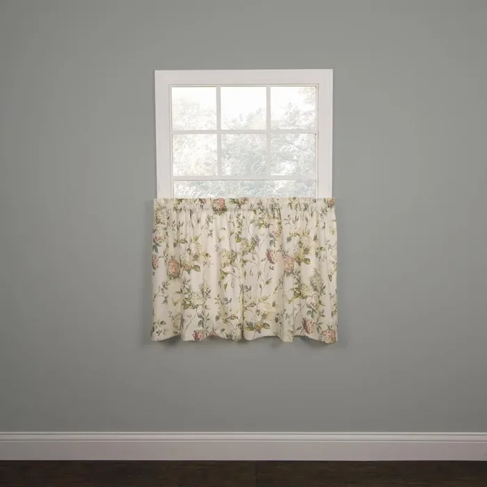 Ellis Curtain Abigail Design Printed Room Darkening Window Rod Pocket Pair Set With 2 Tiers – 2-Piece – Multi