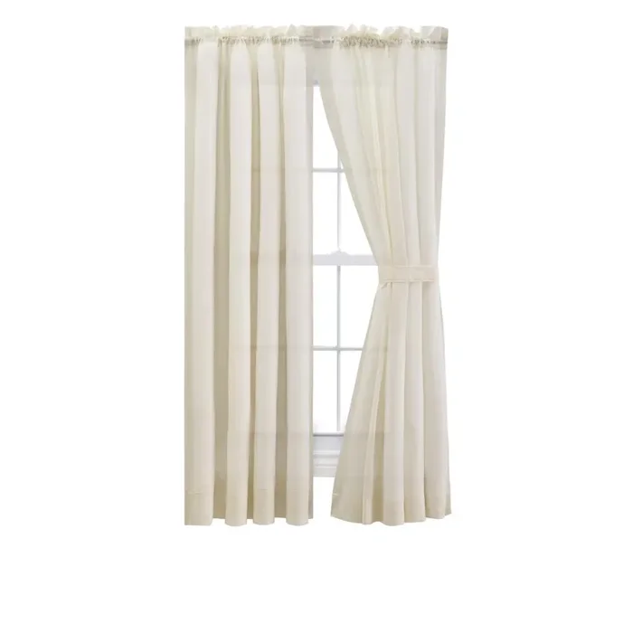 Ellis Curtain Cotton Voile 1.5″ Rod Packet Tailored Curtain Panel Pair for Windows Natural
