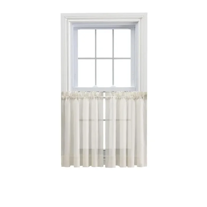 Ellis Curtain Cotton Voile 1.5″ Rod Pocket Tailored Tier Pair for Windows Natural