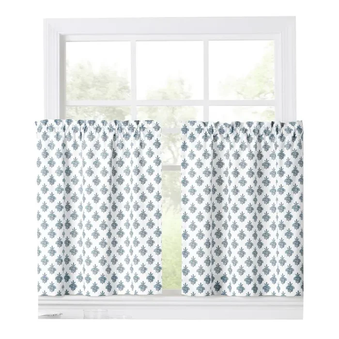 Ellis Curtain Manchester Window Treatment 1.5″ Rod Pocket 100% Cotton Curtain Tiers Blue