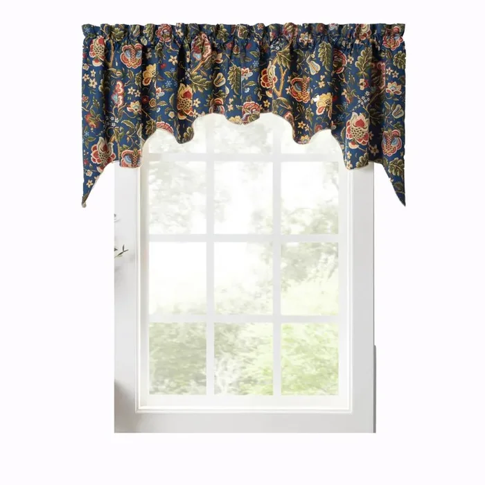Ellis Curtain Regency Swag Shaped 3″ Rod Pocket Valances for Windows 100″ x 30″ Navy