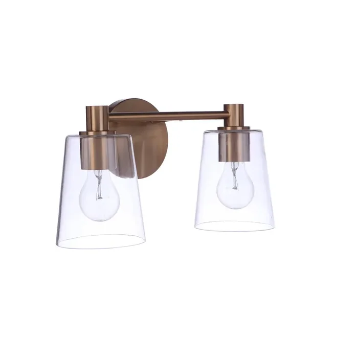 Emilio 2 Light Vanity in Satin Brass
