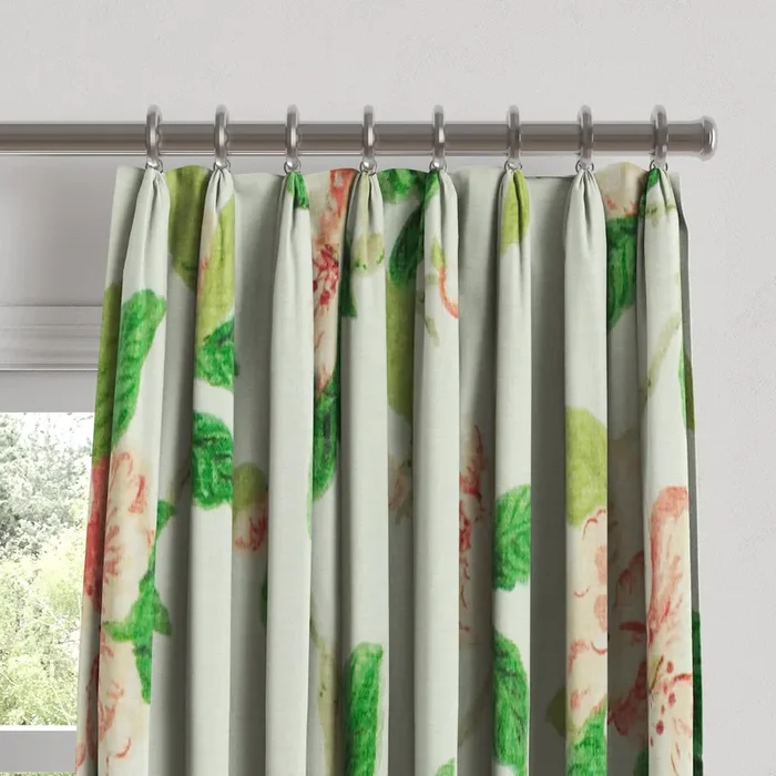 Euro Pleat Drapery in Grandma’s Floral – Coral