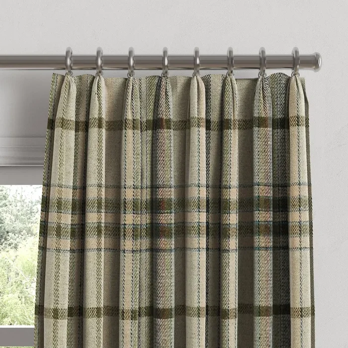 Euro Pleat Drapery in Tartan – Cappuccino