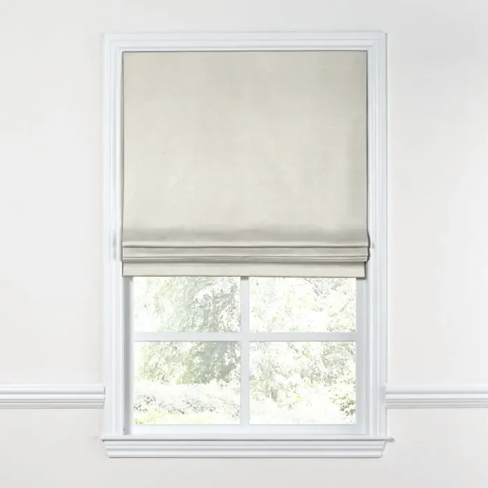 Flat Roman Shade in Classic Linen – Heathered Flax