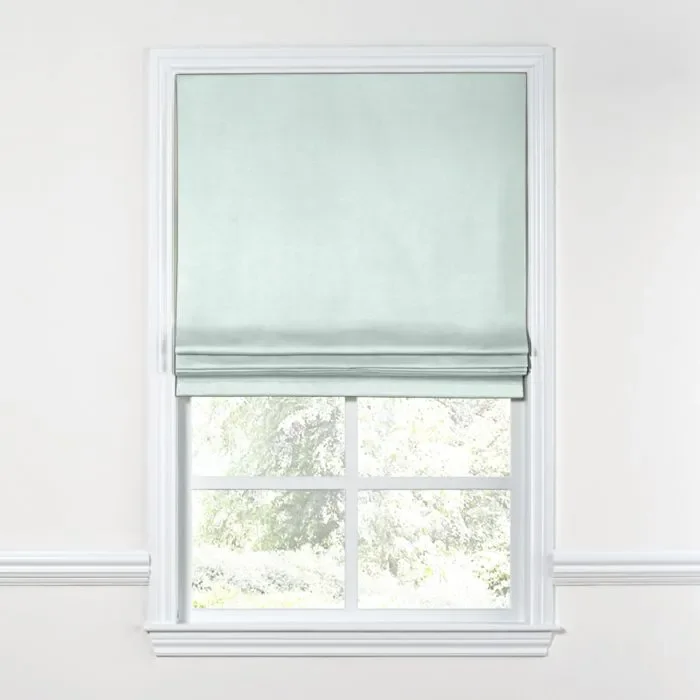 Flat Roman Shade in Classic Linen – Mint