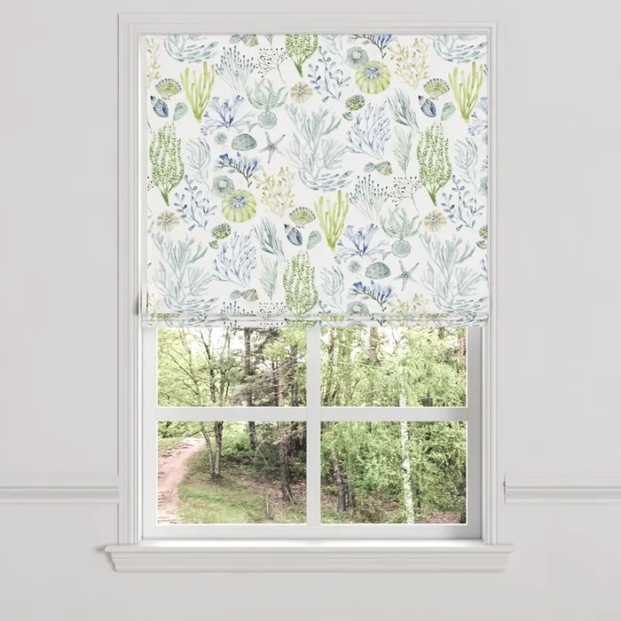 Flat Roman Shade in Montauk – Green