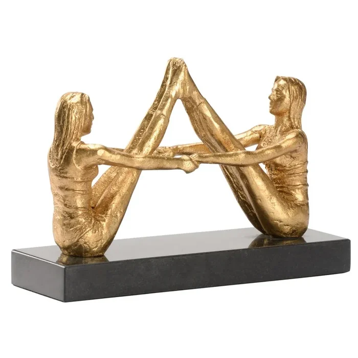 Gold Cast Iron Yoga Girl Statue