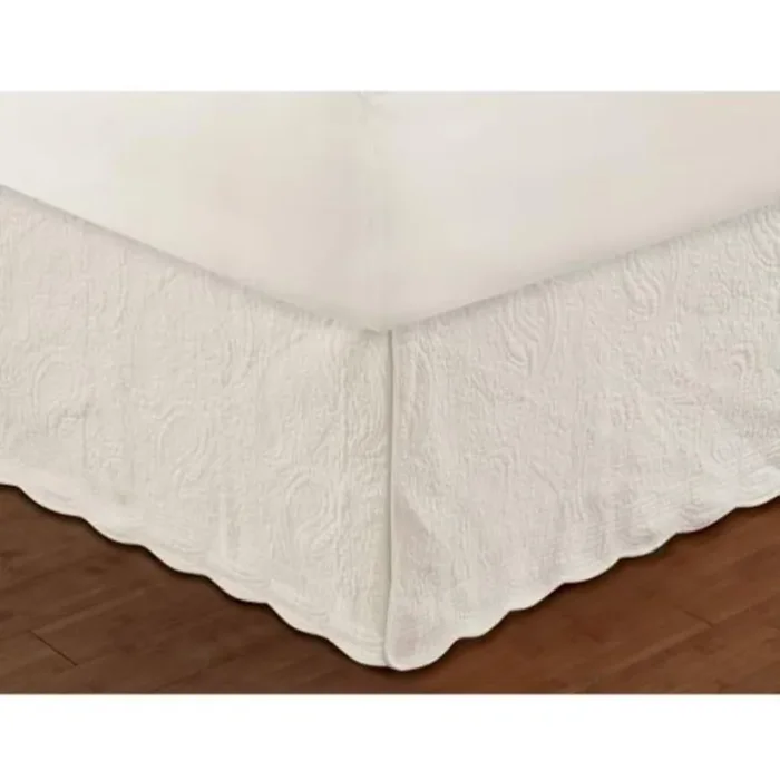 Greenland Home Fashion Paisley Quilted Bed Skirt Drop 18″ – Ivory