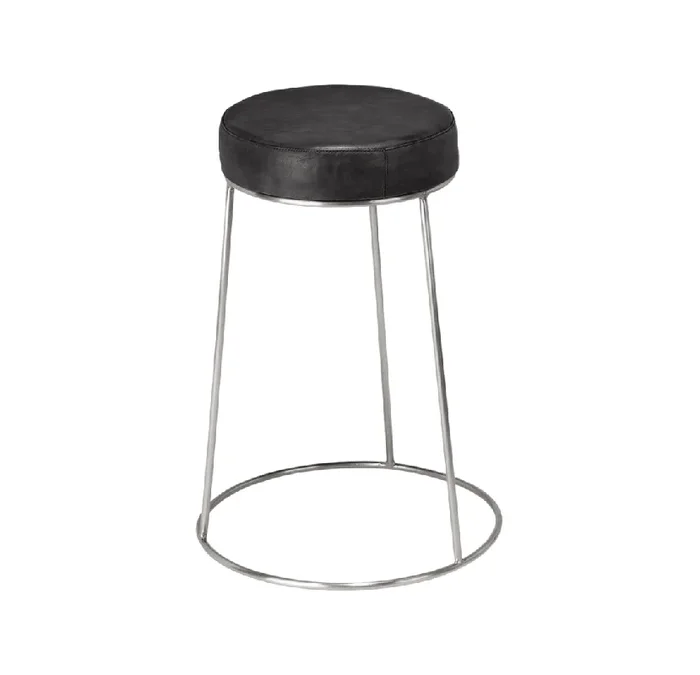 Henry Round Leather Counter Stool – Charcoal