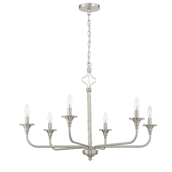 Jolenne 6 Light Chandelier in Brushed Polished Nickel