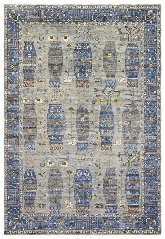Khotan Vase Handwoven Traditional Rug, J70508