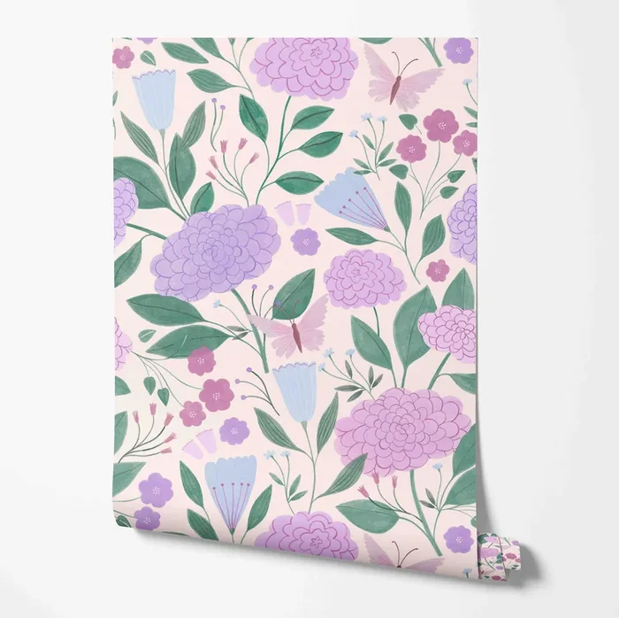 Lilac Dahlia Garden Wallcovering