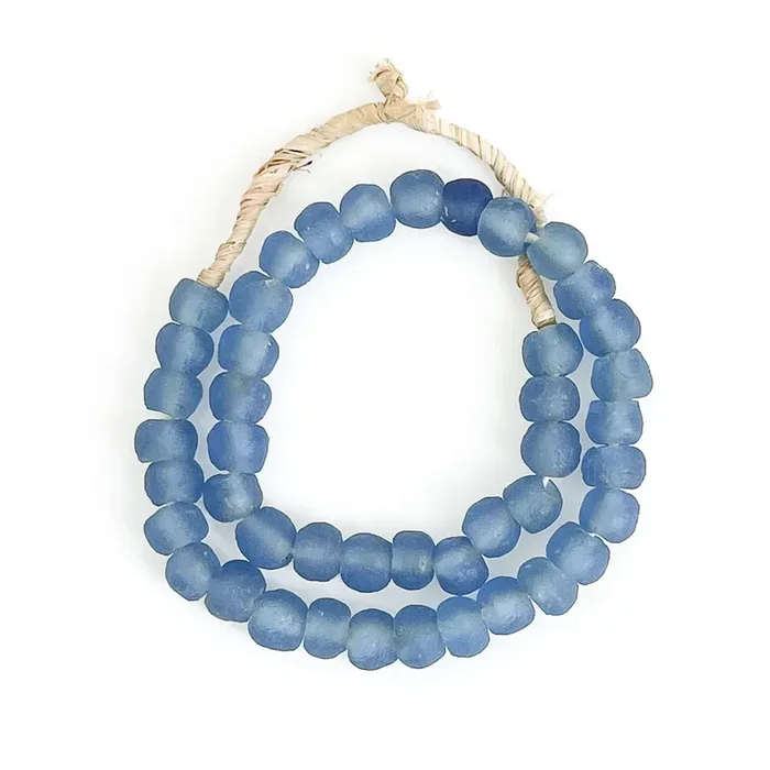 Maia Sea Glass Beads, Indigo Blue