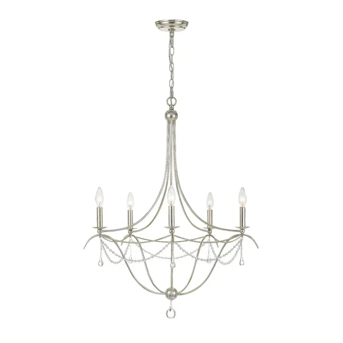 Metro 5 Light Crystal Beads Antique Silver Chandelier