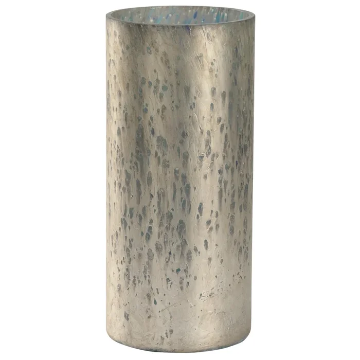 Modern Silver Vase with Teal Accents