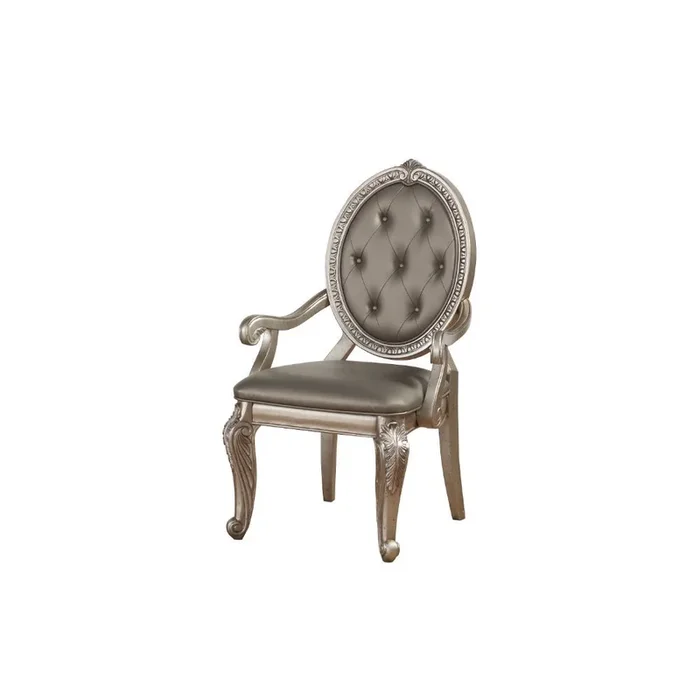 Northville – Arm Chair (Set of 2) – Synthetic Leather & Antique Silver
