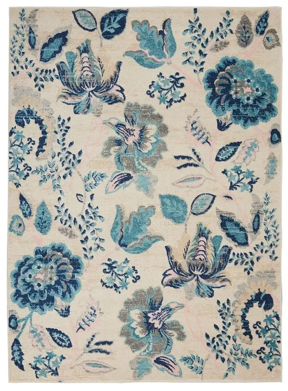 Nourison Tranquil Tra02 Ivory / Light Blue Rugs
