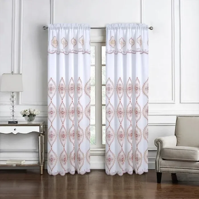 Oliva Gray Arcadia Embroidered Panel – 54×90″ Burgundy