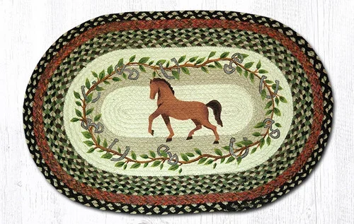 Oval Patch Rug – OP-427 – Horse Oak Leaf