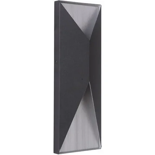 Peak 2 Light Medium LED Outdoor Pocket Sconce in Textured Black/Brushed Aluminum