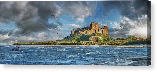 Photo of the Impressive Picturesuqe Bamburgh Castle and Coast Canvas Print
