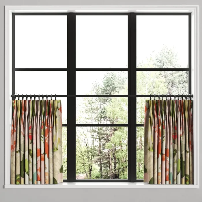 Pinch Pleat Cafe Curtains in Garden Tea Time – Pink
