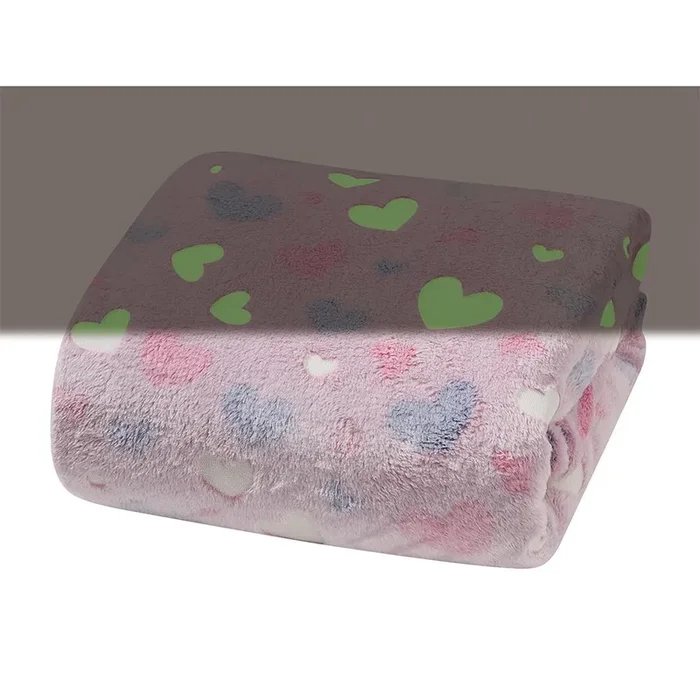 Plazatex Pink Hearts Soft & Cozy Glow in the Dark Throw Blanket Ideal for Bedroom & Living Room Decor 50″x60″ Pink