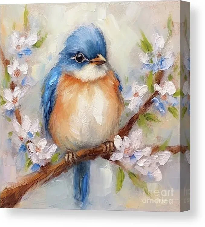 Plump Little Bluebird Canvas Print