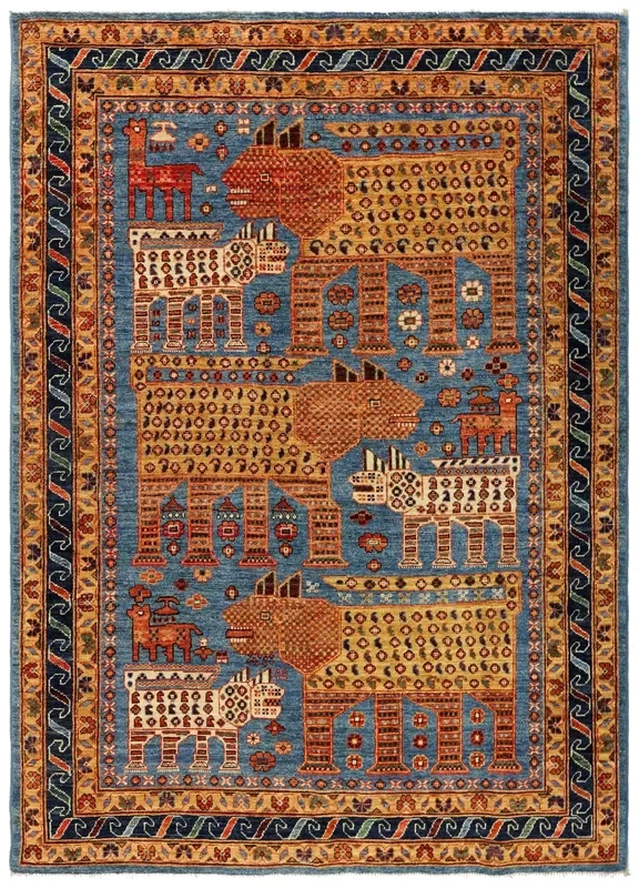Qashqai Lion Handwoven Tribal Rug, J80657