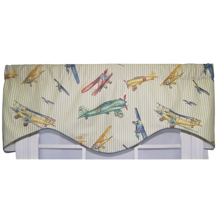 RLF Home Air Show Cornice 100% Cotton with Fully Lined 3″ Rod Pocket Valnance for Windows 50″ x 17″ Antique