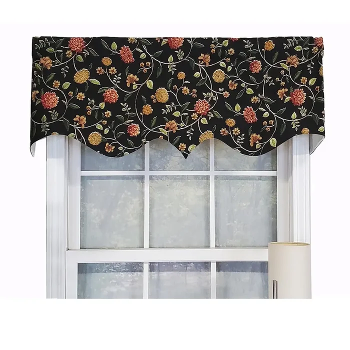 RLF Home Modern Design Classic Nightfall Regal Style Window Valance 50″ x 17″ Black