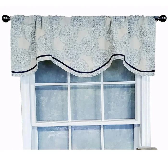 RLF Home Modern Design Classic Spindrift Cornice Style Window Valance 50″ x 17″ Blue