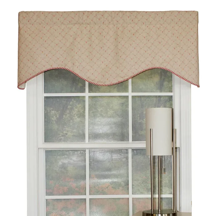 RLF Home Rosie Corded Cornice 100% Cotton with Fully Lined 3″ Rod Pocket Valnance for Windows 50″ x 17″ Pink