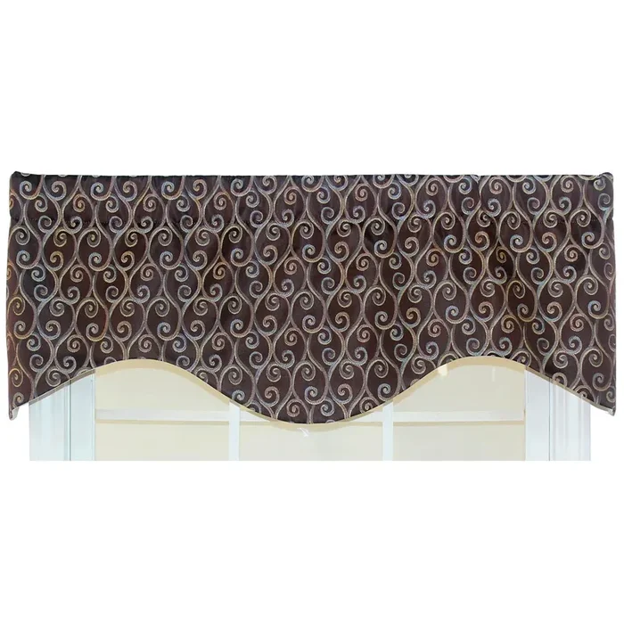 RLF Home Twine Cornice 100% Cotton with Fully Lined 3″ Rod Pocket Valnance for Windows 50″ x 17″ Cocoa
