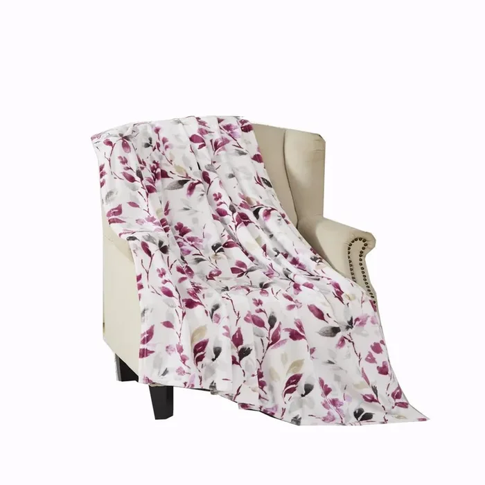 RT Designer’s Collection Leaves Printed Premium Flannel Throw Blanket 50″ x 60″ Multicolor