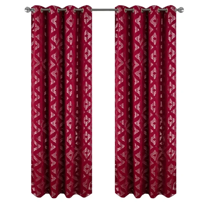 RT Designer Collection Heathrow Halo Foil Blackout Luxurious Decorative Grommet Curtain Panel 54″ x 90″ Red
