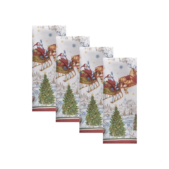 Santa’s Snowy Sleighride Napkins, Set of 4