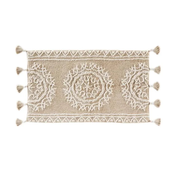 Saturday Knight Ltd Medallia 2-Tone Medallion Design And Fun Bath Rug – 24×40″, Natural