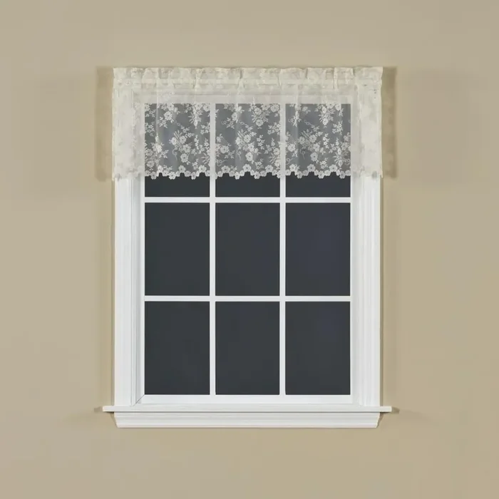 Saturday Knight Ltd Petite Fleur Collection High Quality And Lace Fresh Flowers Window Valance – 56×14″, Ivory
