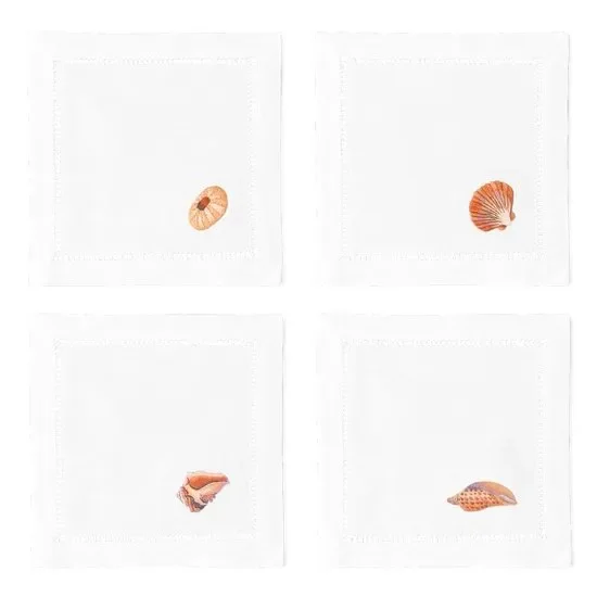 Shell Blush Cocktail Napkins, Mixed Set of 4