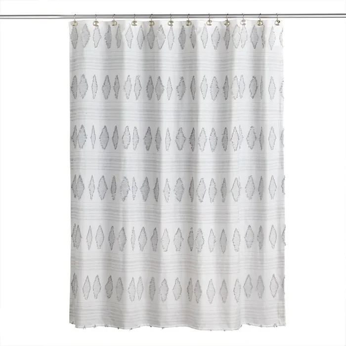 SKL Home By Saturday Knight Ltd Clipped Geo Diamonds Shower Curtain – 70X72″, Dove Gray